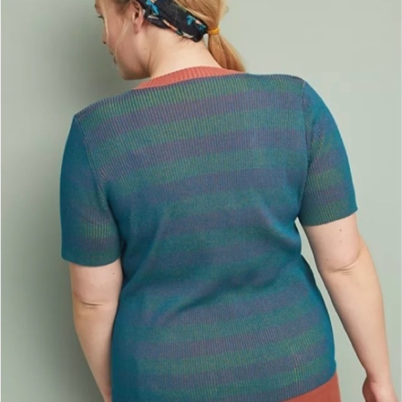 Anthropologie Striped Short Sleeve Sweater Sz 3X EUC - Picture 2 of 10